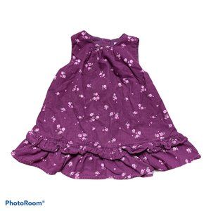 Janie & Jack Dress Plum Corduroy With Flower Print 12 - 18 Months  [K42]
